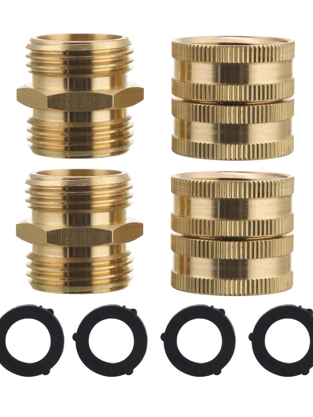 Brass Hose Connector and Adapter Set - Male And Female- Gold